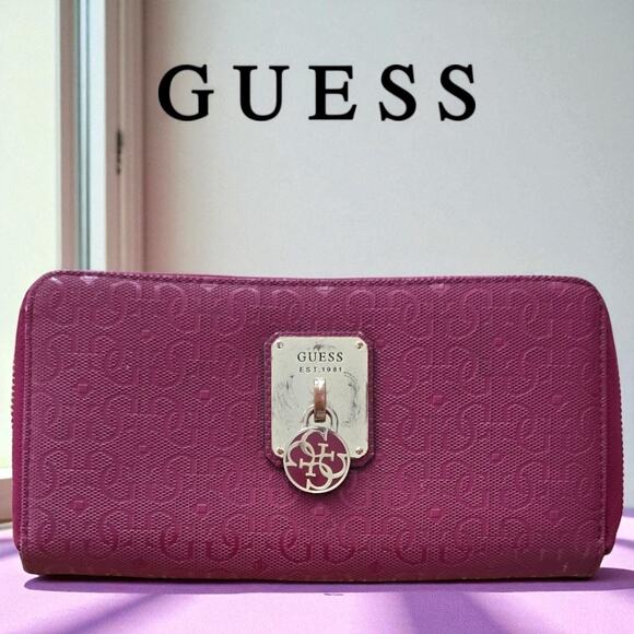 Guess Rosalind Claret Color Large Zip Around Wallet GUC - Picture 1 of 7